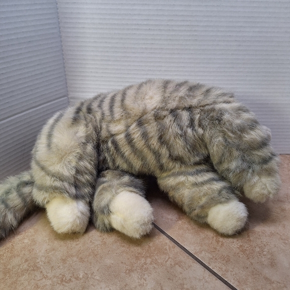 Ty Beanie Buddies Al E. Cat Striped Gray Tabby Cat Plush 13" Red Bow 1995 - Picture 6 of 11